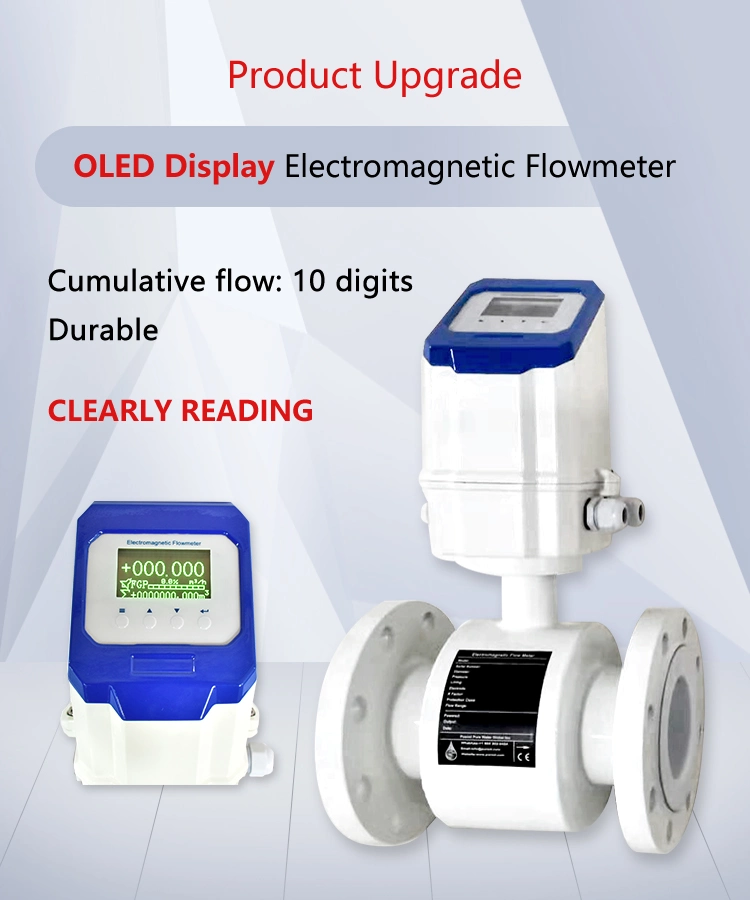 Holykell OLED Display Digital Water Food Grade Flowmeter Electronic Flow Meter Industrial Intelligent Sewage Water Magnetic Electromagnetic Flowmeter