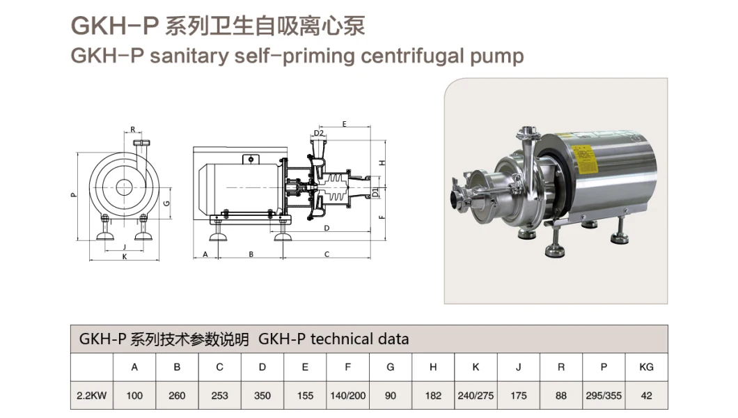 2.2kw CIP Function Centrifugal Pump with ABB Motor with Flange Connection