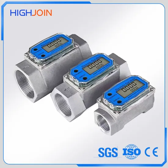 Highjoin 1/2" 3/4" 1" 1.5" 2" Digital Electronic Turbine Flow Meter Micro Flowmeter 