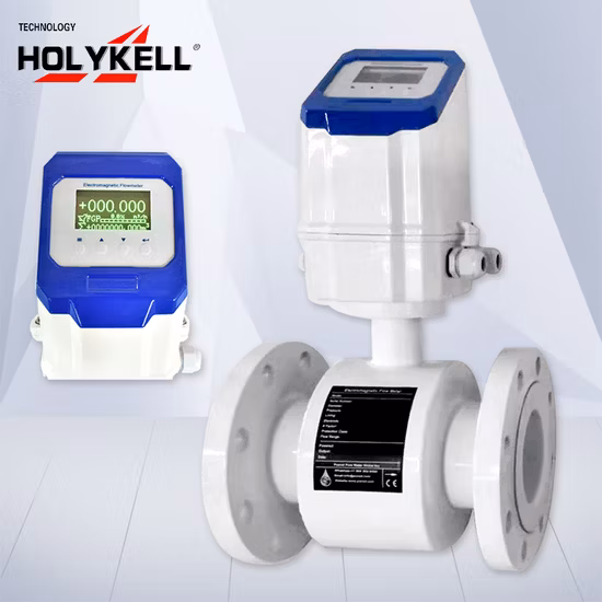 Holykell OLED Display Digital Water Food Grade Flowmeter Electronic Flow Meter Industrial Intelligent Sewage Water Magnetic Electromagnetic Flowmeter